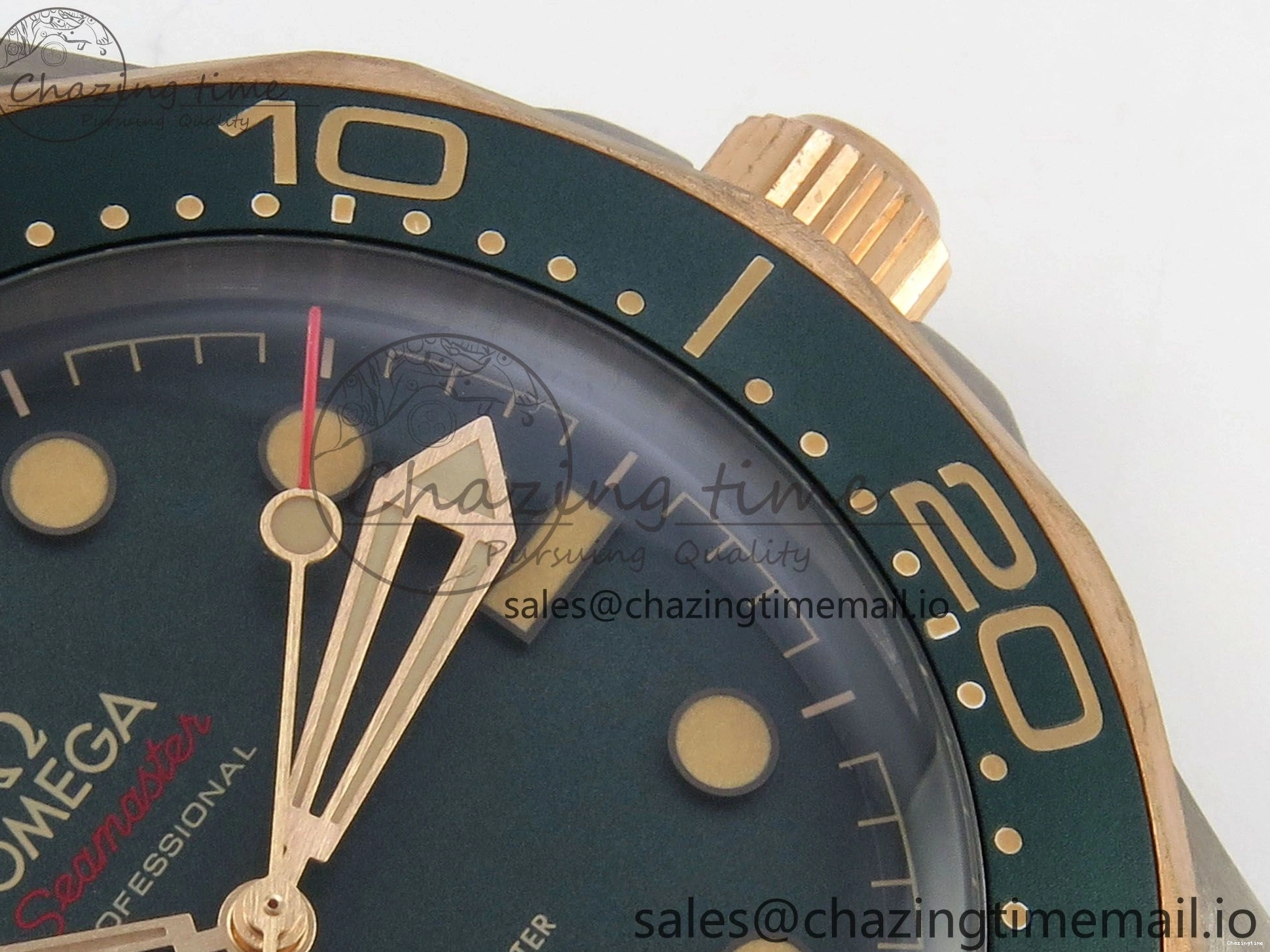 0329 OdorResistant Seamaster 300M Diver Titanium Bronze Gold VSF 1:1 Best Edition Green Dial on Titanium Mesh Bracelet A 7660